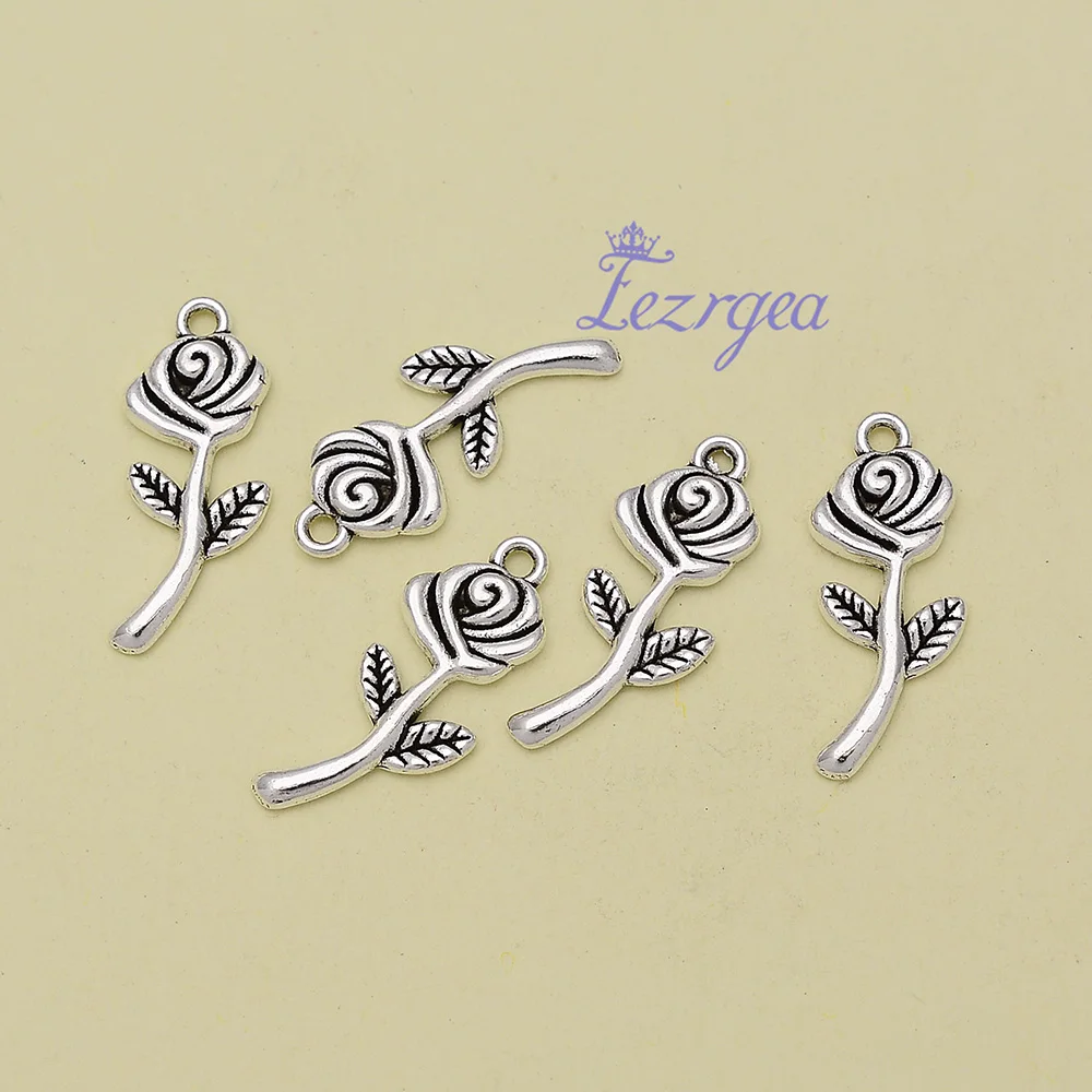 40pcs/Lots 23x10mm Rose Flowers Charms Pendants For DIY Earring Bracelets Necklace Jewelry Making Findings
40pcs/Lots 23x10mm Rose Flowers Charms Pendants For DIY Earring Bracelets Necklace Jewelry Making Findings