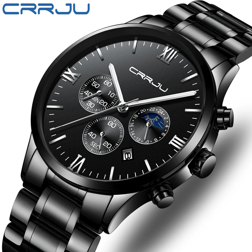 CRRJU Fashion Mens Watches Stainless Steel Top Brand Luxury Sport Chronograph Quartz Watch Men Black Watch Relogio Masculino
CRRJU Fashion Mens Watches Stainless Steel Top Brand Luxury Sport Chronograph Quartz Watch Men Black Watch Relogio Masculino