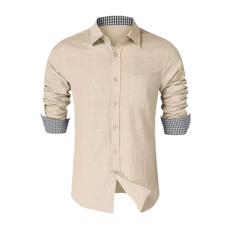 Autumn Men's Long Sleeve Turn-down Collar Solid Color Casual Shirt Plaid Linen Shirts VDFW1
Autumn Men's Long Sleeve Turn-down Collar Solid Color Casual Shirt Plaid Linen Shirts VDFW1