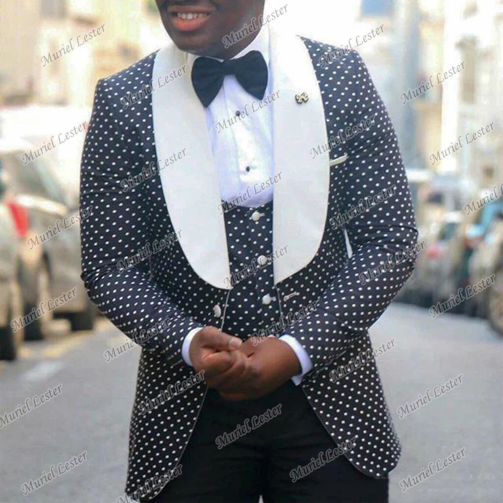 Elegant Wedding Suits For Men Polka Dot Blazer Vest Pants 3 Pieces Groom Wear Tuxedos Plus Size Male Banquet Prom Party Dress
Elegant Wedding Suits For Men Polka Dot Blazer Vest Pants 3 Pieces Groom Wear Tuxedos Plus Size Male Banquet Prom Party Dress