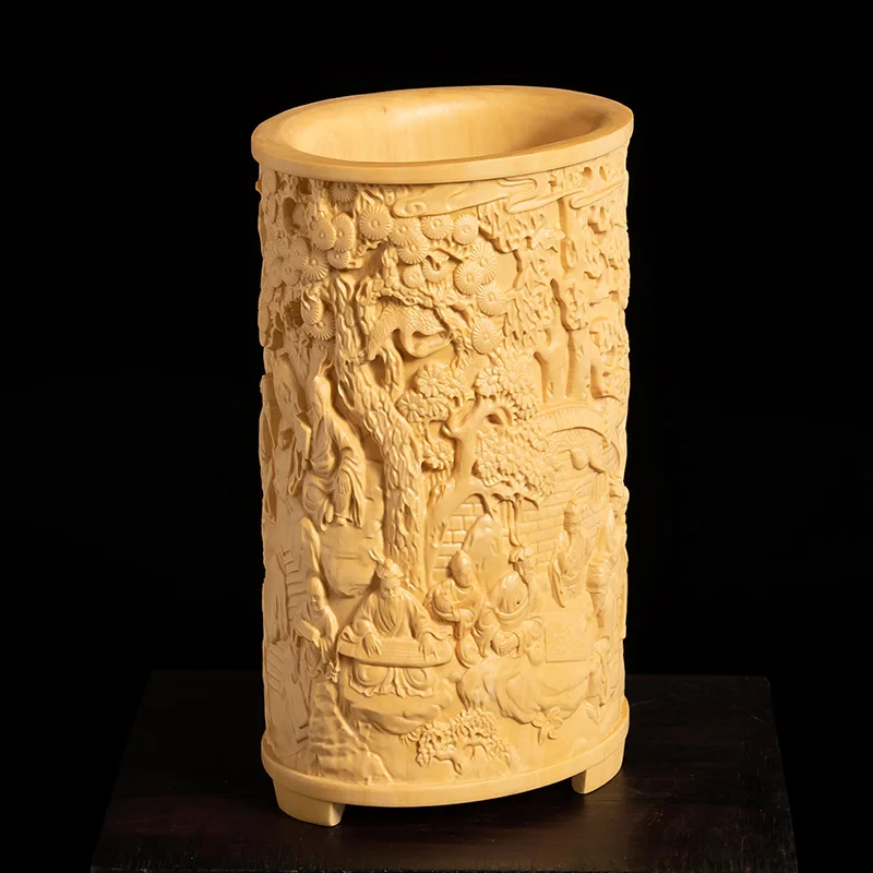 Elegant Chinese Landscape Boxwood Wood Carving, Creative Office Desktop Pen Holder Decoration
Elegant Chinese Landscape Boxwood Wood Carving, Creative Office Desktop Pen Holder Decoration