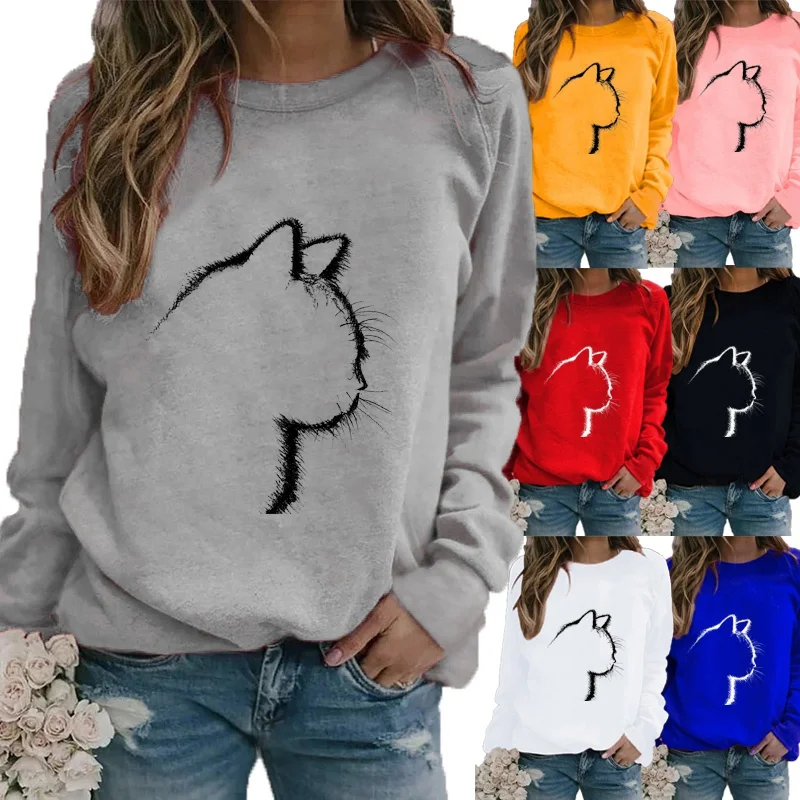 Women Winter Fashion Casual Round Neck Long Sleeved Cat Printed Shirts & Tops Loose Ladies Graphic T-shirt Blouse Plus Size
Women Winter Fashion Casual Round Neck Long Sleeved Cat Printed Shirts & Tops Loose Ladies Graphic T-shirt Blouse Plus Size
