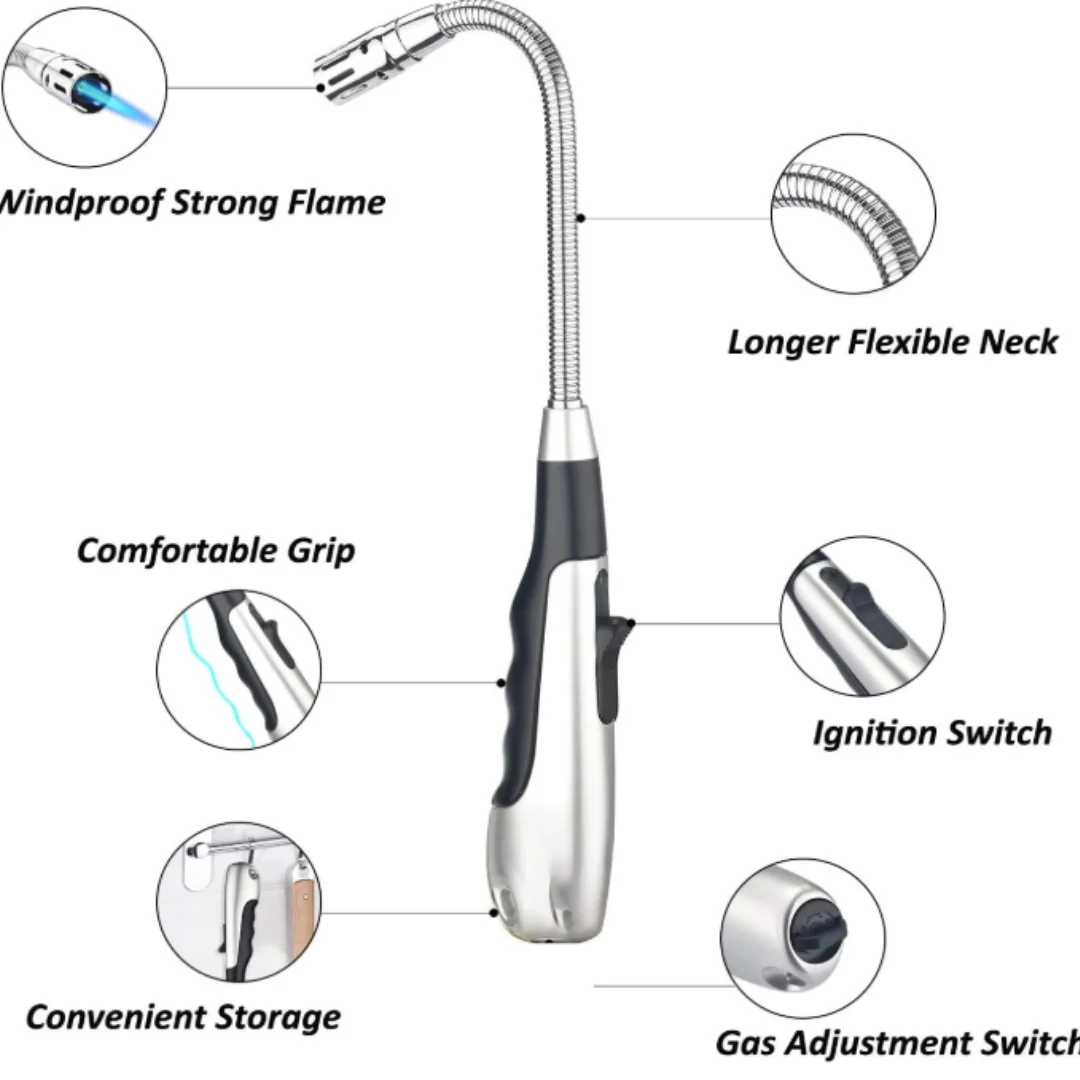 Windproof Refillable Torch Butane Gas Lighter, 360 ° Jet Flame Lighter for Kitchen Barbecue, Gas Not Included
Windproof Refillable Torch Butane Gas Lighter, 360 ° Jet Flame Lighter for Kitchen Barbecue, Gas Not Included