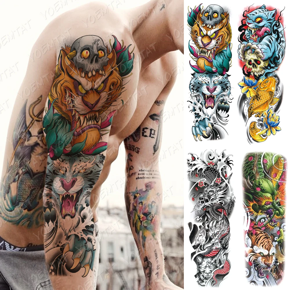 Large Arm Sleeve Tattoo Tiger Skull Dragon Waterproof Temporary Tatto Sticker Prajna Lion Body Art Full Fake Tatoo Women Men
Large Arm Sleeve Tattoo Tiger Skull Dragon Waterproof Temporary Tatto Sticker Prajna Lion Body Art Full Fake Tatoo Women Men
