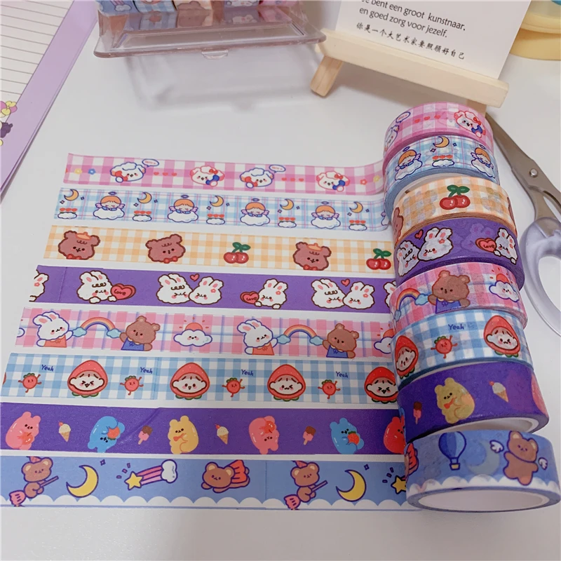 Cartoon Cute Bear Rabbit Grid Washi Tapes Korean Decoration Masking Tape DIY Scrapbooking Journal Album Stationery
Cartoon Cute Bear Rabbit Grid Washi Tapes Korean Decoration Masking Tape DIY Scrapbooking Journal Album Stationery
