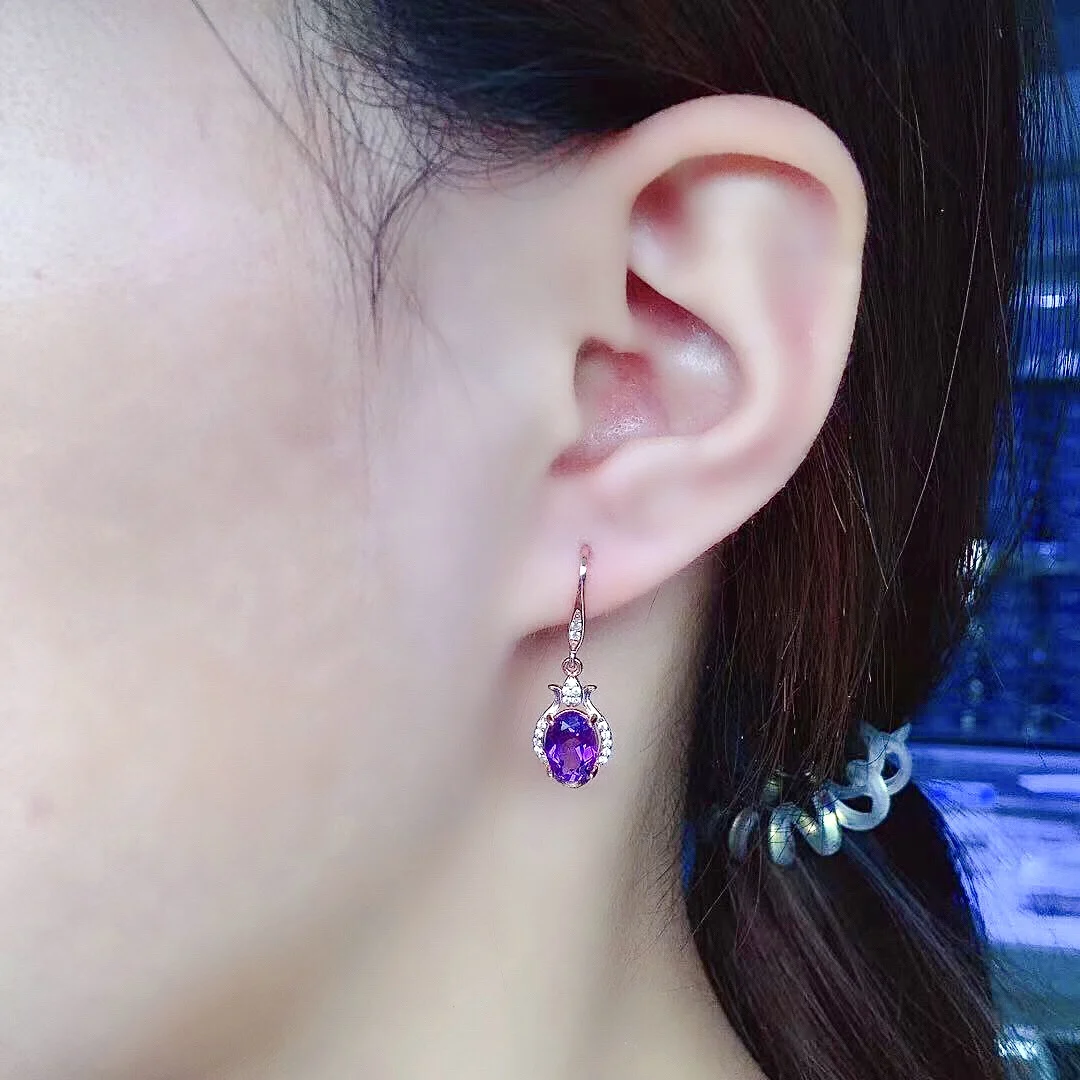 Classic 925 Silver Crystal Drop Earrings for Daily Wear 6mm*8mm Natural Amethyst Silver Earrings Serling Silver Amethyst Eardrop
Classic 925 Silver Crystal Drop Earrings for Daily Wear 6mm*8mm Natural Amethyst Silver Earrings Serling Silver Amethyst Eardrop