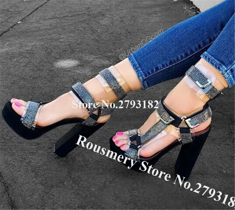 Bling Bling Newest Women Black Rhinestone Chunky Heel Gladiator Sandals Ankle Straps Buckles Crystal High Heel Wedding Sandals
Bling Bling Newest Women Black Rhinestone Chunky Heel Gladiator Sandals Ankle Straps Buckles Crystal High Heel Wedding Sandals