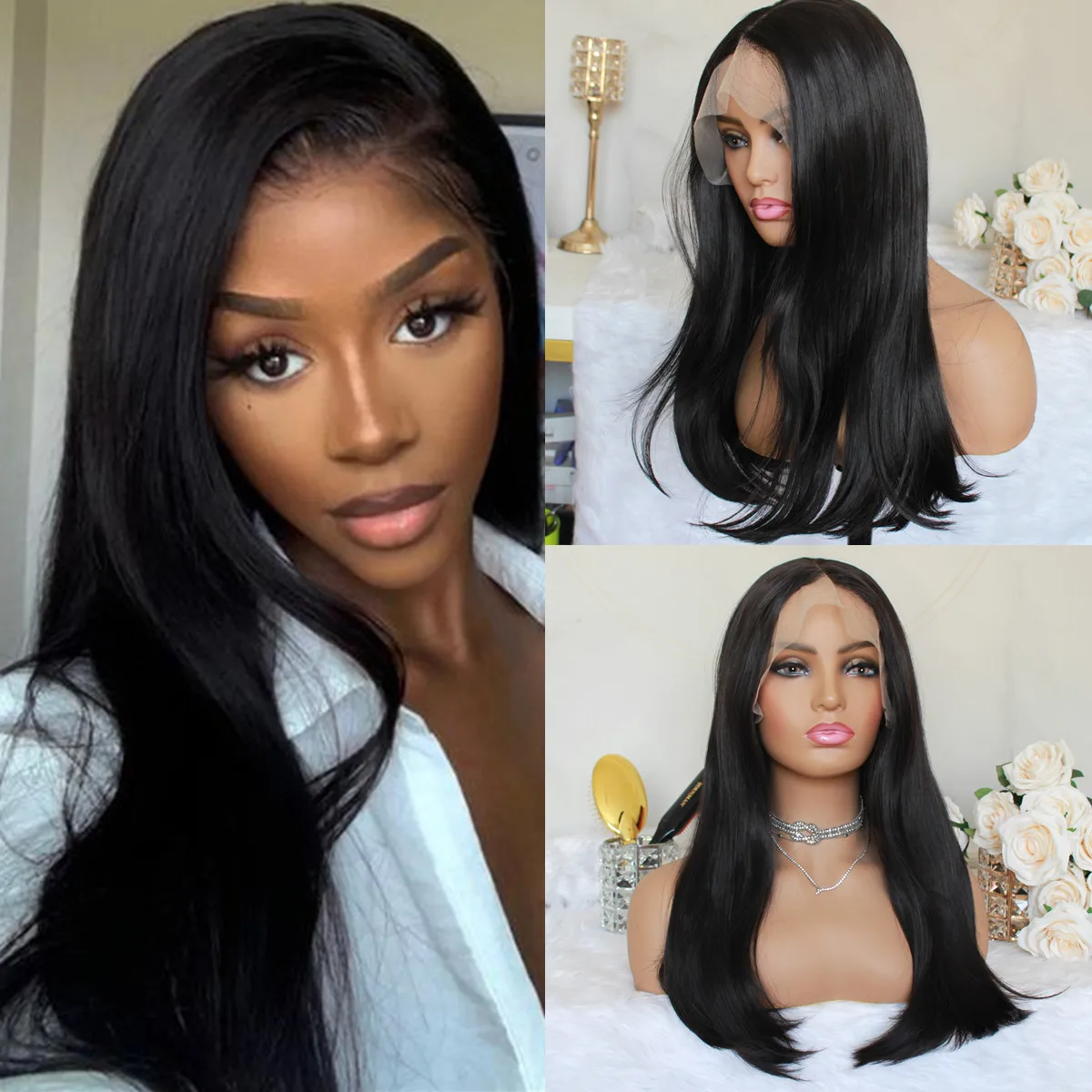 Lace Front Wig 18" Straight T Part Lace Wig Natural Black Color Synthetic Wig for Women Glueless Heat Resistant Wig
Lace Front Wig 18" Straight T Part Lace Wig Natural Black Color Synthetic Wig for Women Glueless Heat Resistant Wig