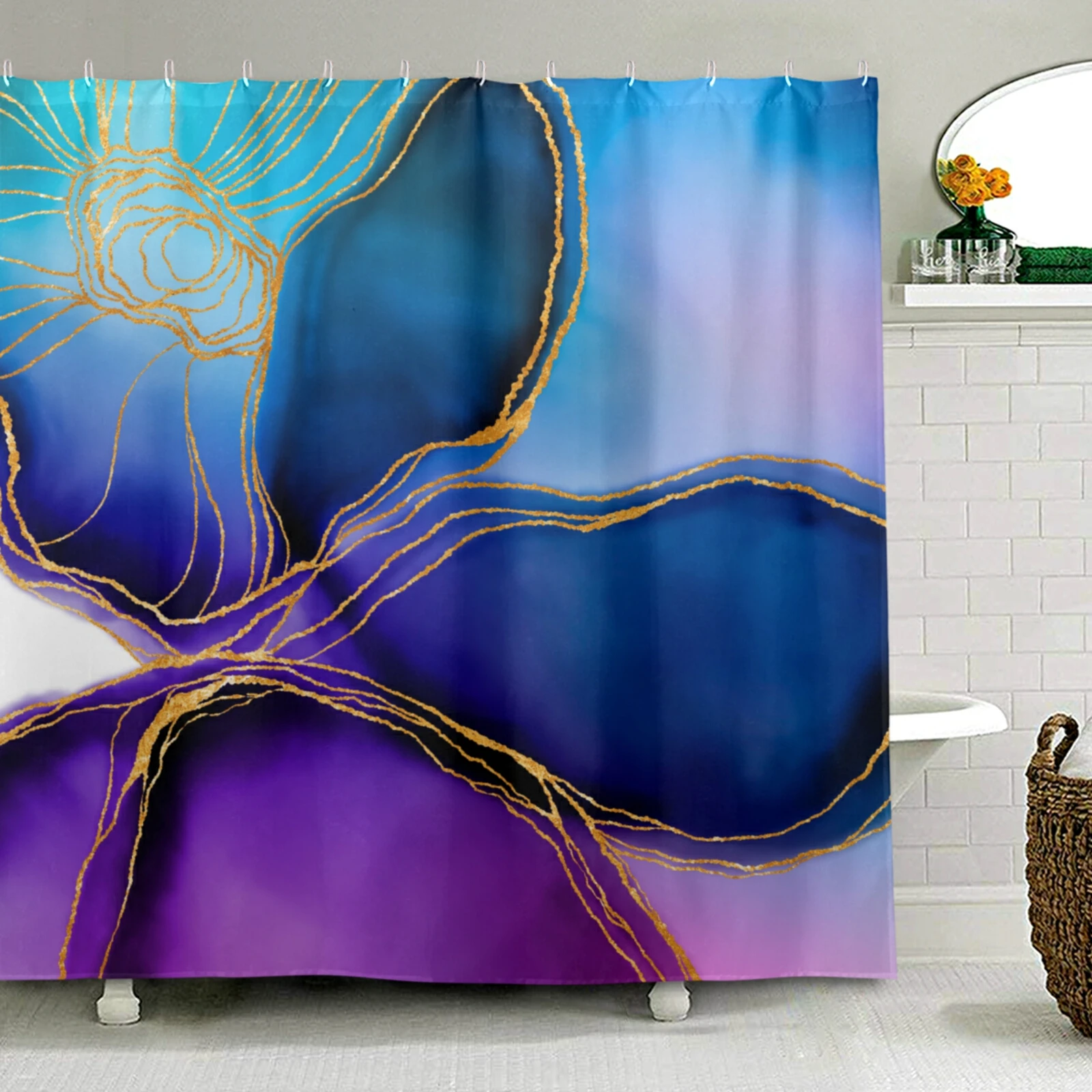 Colorful Abstract Floral Marble Design Shower Curtain Polyester Fabric Waterproof Bath Curtain Bathroom Decor With 12 Hooks
Colorful Abstract Floral Marble Design Shower Curtain Polyester Fabric Waterproof Bath Curtain Bathroom Decor With 12 Hooks