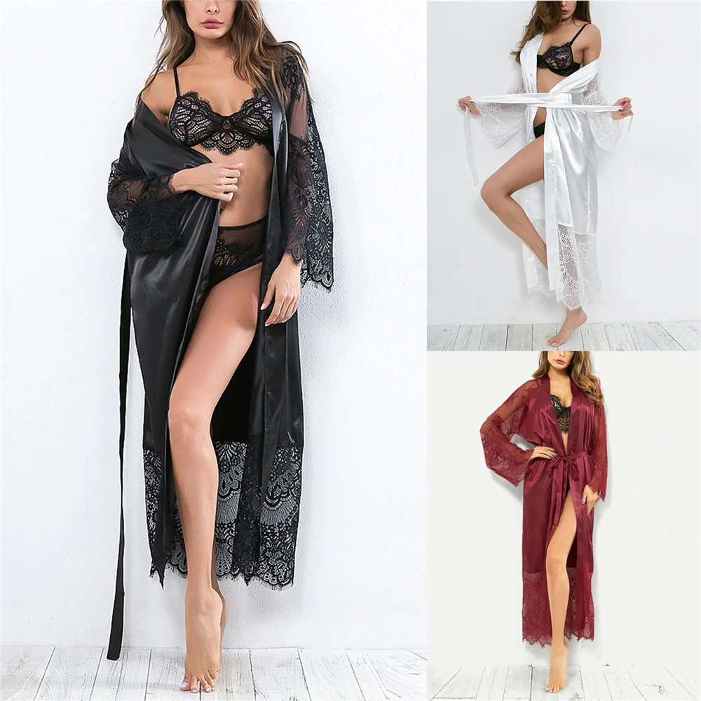 Black Lace Nightgown Long Dress For Women pajamas Wedding Guests Lingerie Sexy Satin Nightdress With Belt Dresses Sleepwear
Black Lace Nightgown Long Dress For Women pajamas Wedding Guests Lingerie Sexy Satin Nightdress With Belt Dresses Sleepwear