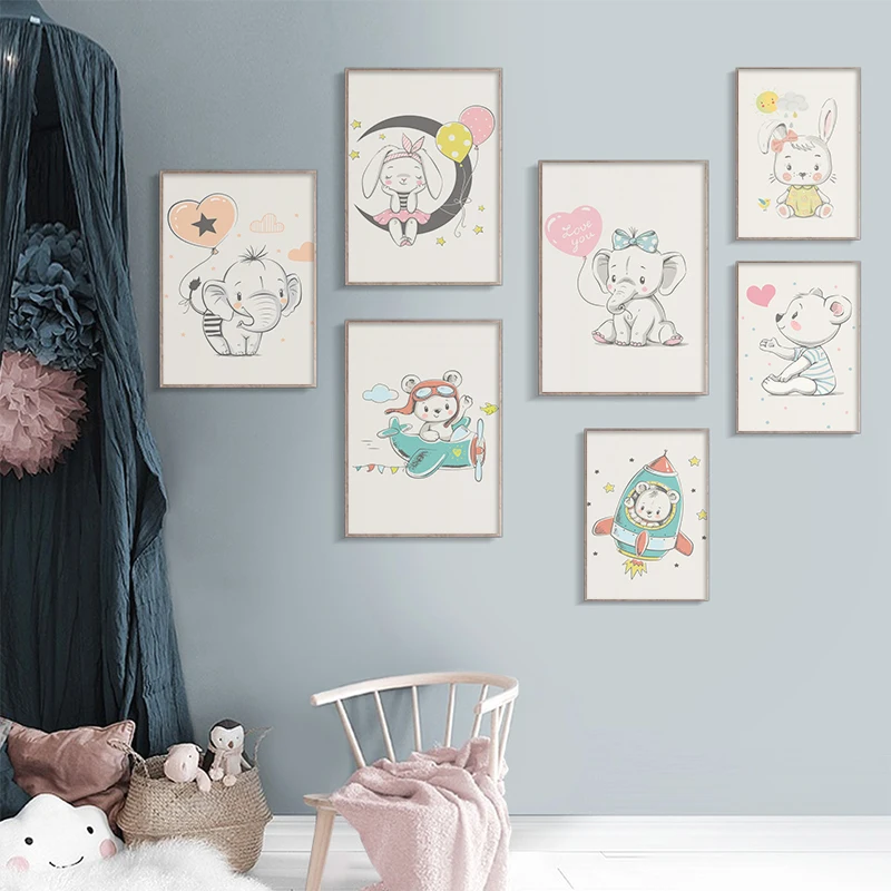 Lovely Animal Poster Elephant Bear Rabbit Wall Picture Nursery Art Poster Canvas Painting Print for Children Kids Bedroom Decor
Lovely Animal Poster Elephant Bear Rabbit Wall Picture Nursery Art Poster Canvas Painting Print for Children Kids Bedroom Decor