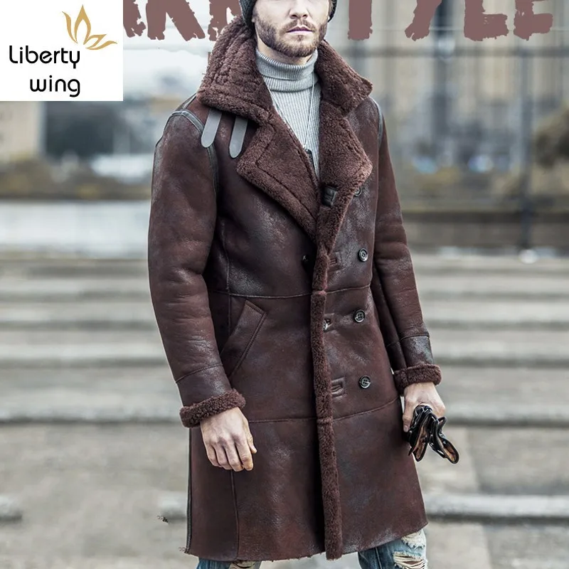 Luxury Mens Military Original Shearling Long Jacket Vintage 100% Real Fur Warm Overcoat Air Force Natural Leather Biker Coats
Luxury Mens Military Original Shearling Long Jacket Vintage 100% Real Fur Warm Overcoat Air Force Natural Leather Biker Coats