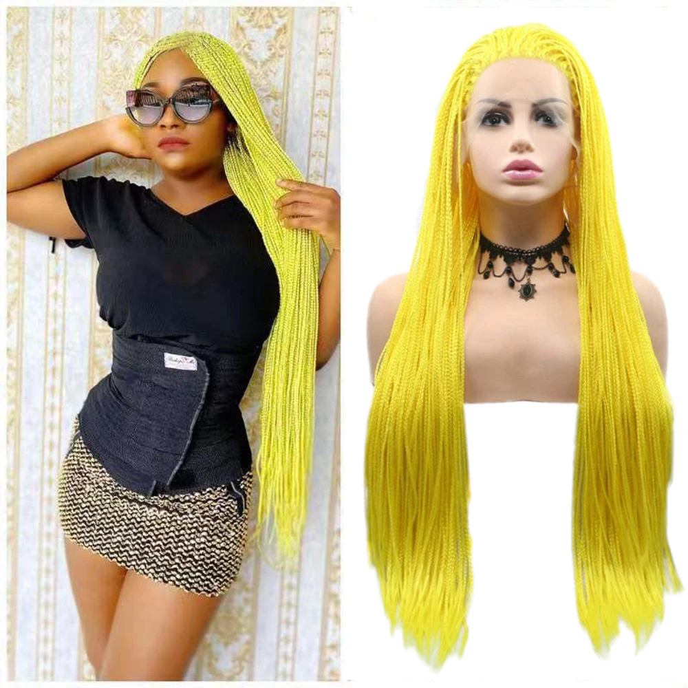 Micro Braided Lace Front Wigs for Women Fluorescent Yellow Braid Wig Long Synthetic Hair Wig Frontal Lace Glueless Heat Fiber 28
Micro Braided Lace Front Wigs for Women Fluorescent Yellow Braid Wig Long Synthetic Hair Wig Frontal Lace Glueless Heat Fiber 28