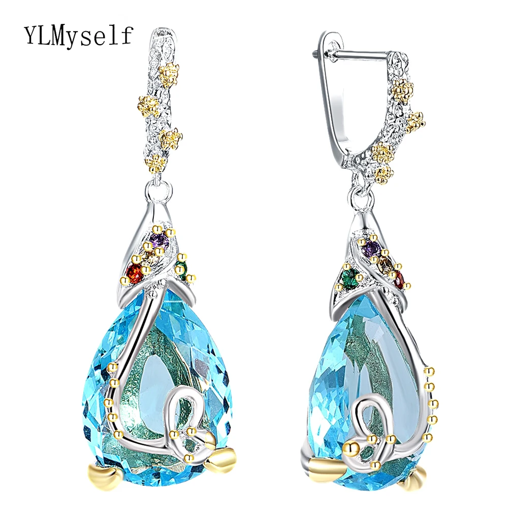 Big Teardrop LT Blue Zirconia Dangle Earrings Flower Jewellery Brass Jewelry Women's Drop Earring
Big Teardrop LT Blue Zirconia Dangle Earrings Flower Jewellery Brass Jewelry Women's Drop Earring
