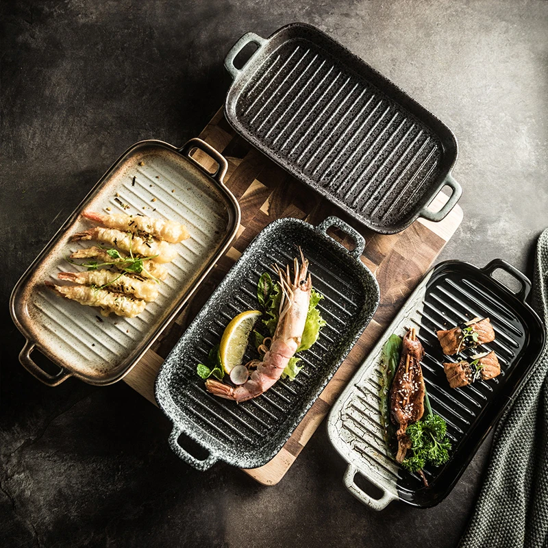 New Japanese ceramic two-eared baking plate Oven-specific baked rice plate Creative Western plate string plate
New Japanese ceramic two-eared baking plate Oven-specific baked rice plate Creative Western plate string plate