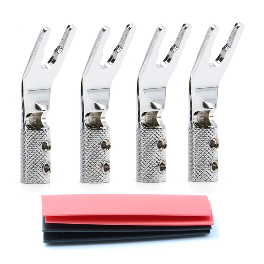 SY1508R High Quality Copper Rhodium Plated Y Fork Spade Connector Loudspeaker Cable Plugs with Heat Shrinkable Tubes
SY1508R High Quality Copper Rhodium Plated Y Fork Spade Connector Loudspeaker Cable Plugs with Heat Shrinkable Tubes