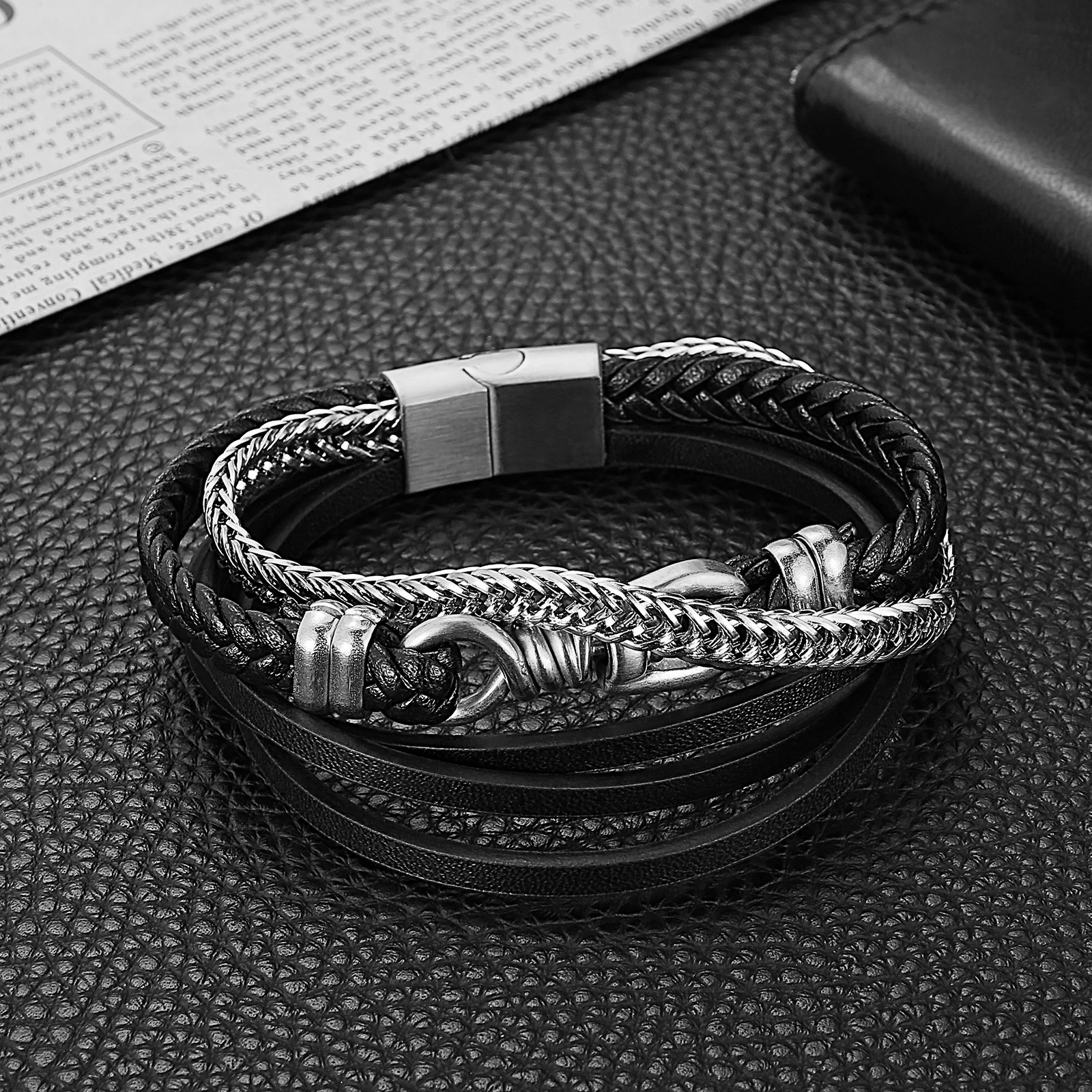 HaoYi Trendy Men's Multilayer Leather Bracelet 6mm Stainless Steel Chain Combination Accessories Punk Jewelry
HaoYi Trendy Men's Multilayer Leather Bracelet 6mm Stainless Steel Chain Combination Accessories Punk Jewelry