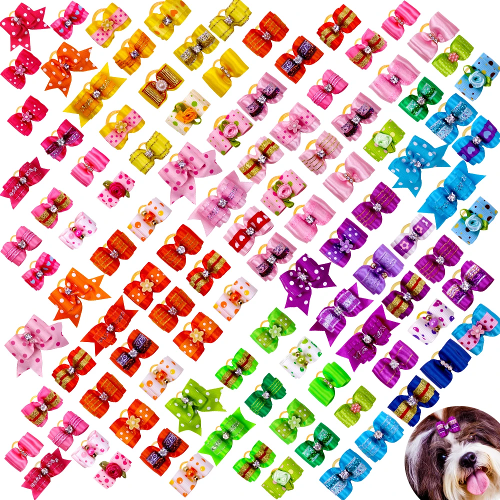 New 50pcs Dog Bows Rhinestone Pet Dog Hair Accessories Rubber Bands Small Dog Cat Hair Bows Dog Cute Bowknot For Small Dogs
New 50pcs Dog Bows Rhinestone Pet Dog Hair Accessories Rubber Bands Small Dog Cat Hair Bows Dog Cute Bowknot For Small Dogs