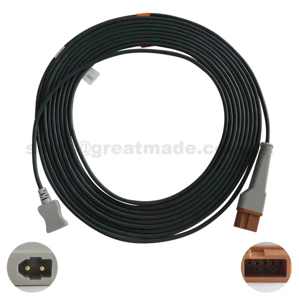 Spacelabs Compatible Temperature probe Adapter Cable, 10pin-- 2pin ,use with disposable probe
Spacelabs Compatible Temperature probe Adapter Cable, 10pin-- 2pin ,use with disposable probe