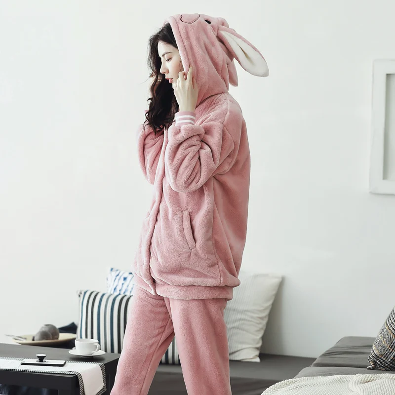 Winter Thick Warm Women's Flannel Hooded Pajamas Set Cartoon Sleepwear Long Sleeve Casual Soft M-3XL Female Homewear
Winter Thick Warm Women's Flannel Hooded Pajamas Set Cartoon Sleepwear Long Sleeve Casual Soft M-3XL Female Homewear