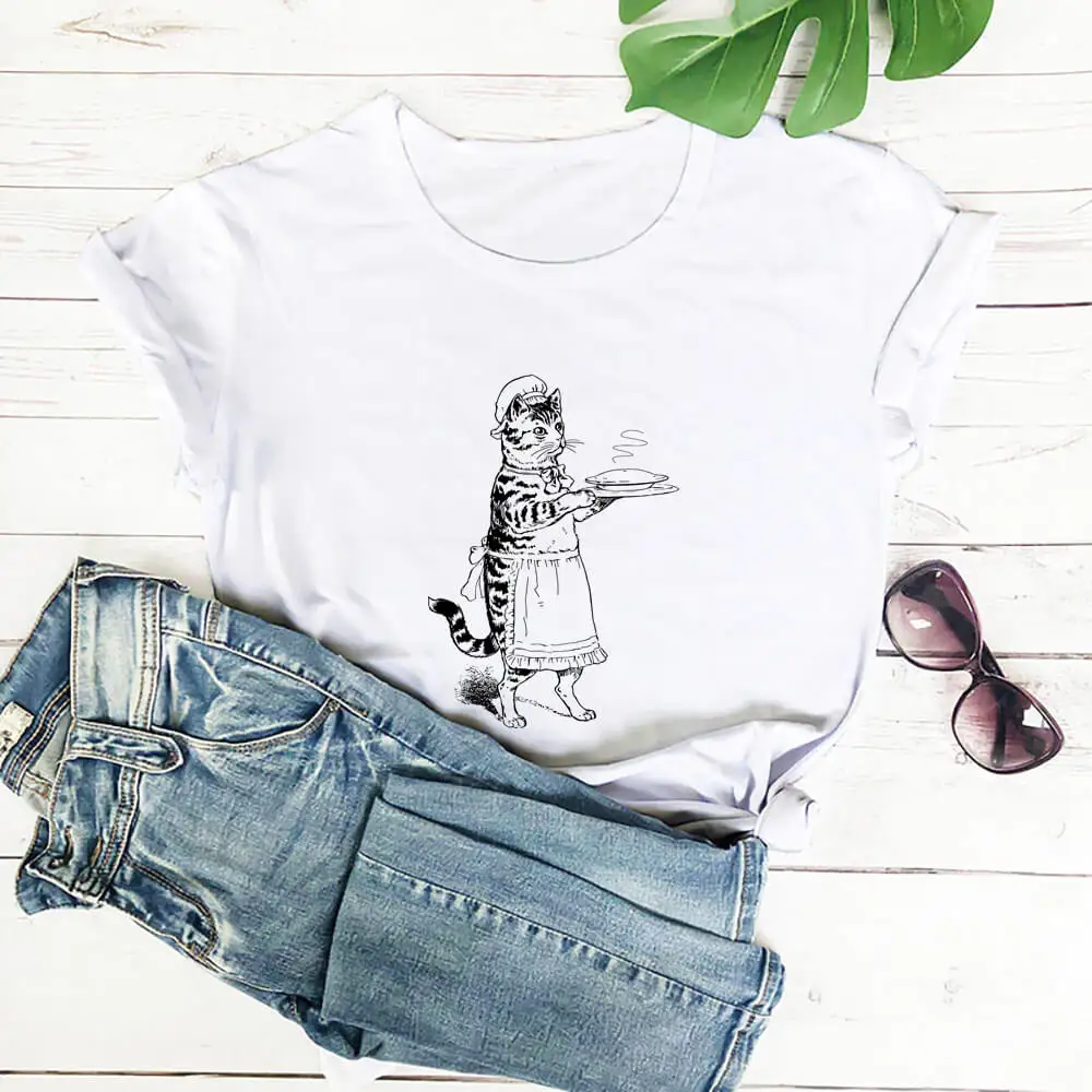 Cooking Cat Cartoon Graphic Pirnt 100%Cotton Women Tshirt Cat Mom Funny Summer Casual O-Neck Short Sleeve Top Pet Lover Gift
Cooking Cat Cartoon Graphic Pirnt 100%Cotton Women Tshirt Cat Mom Funny Summer Casual O-Neck Short Sleeve Top Pet Lover Gift