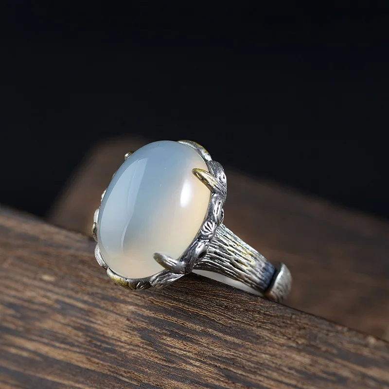 FNJ 925 Silver Ring for Women Jewelry 100% Original Pure S925 Sterling Silver Rings Vintage Natural White Chalcedony Stone
FNJ 925 Silver Ring for Women Jewelry 100% Original Pure S925 Sterling Silver Rings Vintage Natural White Chalcedony Stone