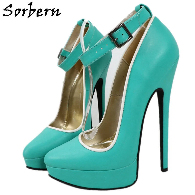 Sorbern Mint Green Women Pump Shoes Ankle Strap White Trim Platform Pointy Toe Shoe Ladies 20Cm High Heel Pumps
Sorbern Mint Green Women Pump Shoes Ankle Strap White Trim Platform Pointy Toe Shoe Ladies 20Cm High Heel Pumps