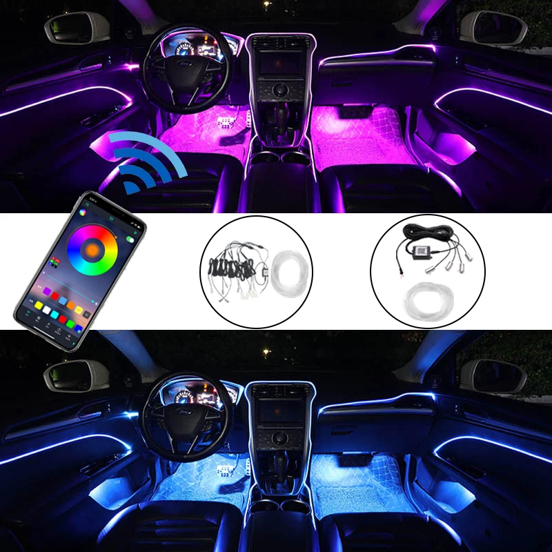8M/5M Car Interior Light RGB EL Neon Wire Strip Light Ambient Light APP Control Dashboard Door Atmospher light
8M/5M Car Interior Light RGB EL Neon Wire Strip Light Ambient Light APP Control Dashboard Door Atmospher light