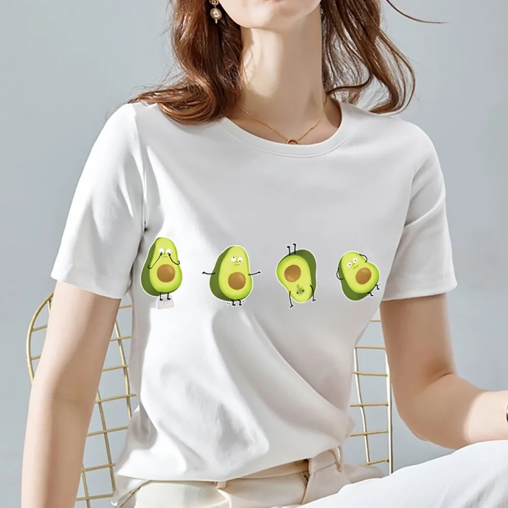 T-shirts Women All-match White O-neck Tops Cute Cartoons Avocado Pattern Series Ladies Tee High Quality Harajuku Short Sleeve
T-shirts Women All-match White O-neck Tops Cute Cartoons Avocado Pattern Series Ladies Tee High Quality Harajuku Short Sleeve