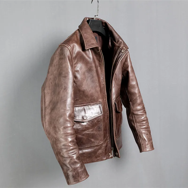 2020 Vintage Genuine Leather Jacket Men Real Horsehide Leather Coat Spring Autumn Motorcycle Luxury Jackets Erkek Mont KJ6180
2020 Vintage Genuine Leather Jacket Men Real Horsehide Leather Coat Spring Autumn Motorcycle Luxury Jackets Erkek Mont KJ6180