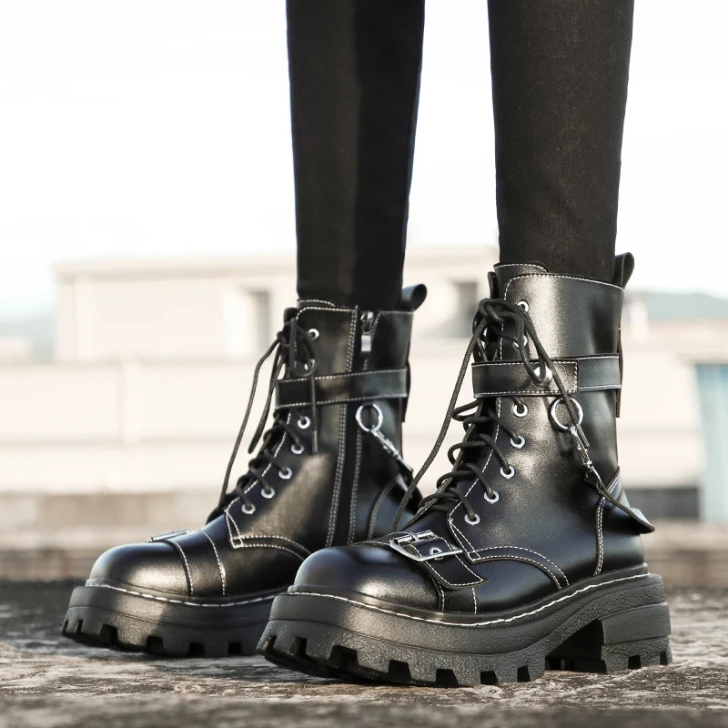 Winter/Autumn Short Boot Lolita Boots New Genuine Leather Platform Motorcycle Gothic Punk Women Goth Shoes
Winter/Autumn Short Boot Lolita Boots New Genuine Leather Platform Motorcycle Gothic Punk Women Goth Shoes