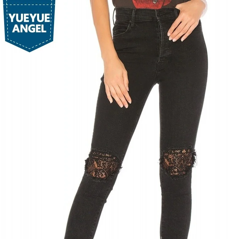 Quality Top High Waist Hole Ripped Lace Womens Pencil Pants Slim Fit Ladies Ankle Length Trousers Fashion Black Denim Pants
Quality Top High Waist Hole Ripped Lace Womens Pencil Pants Slim Fit Ladies Ankle Length Trousers Fashion Black Denim Pants