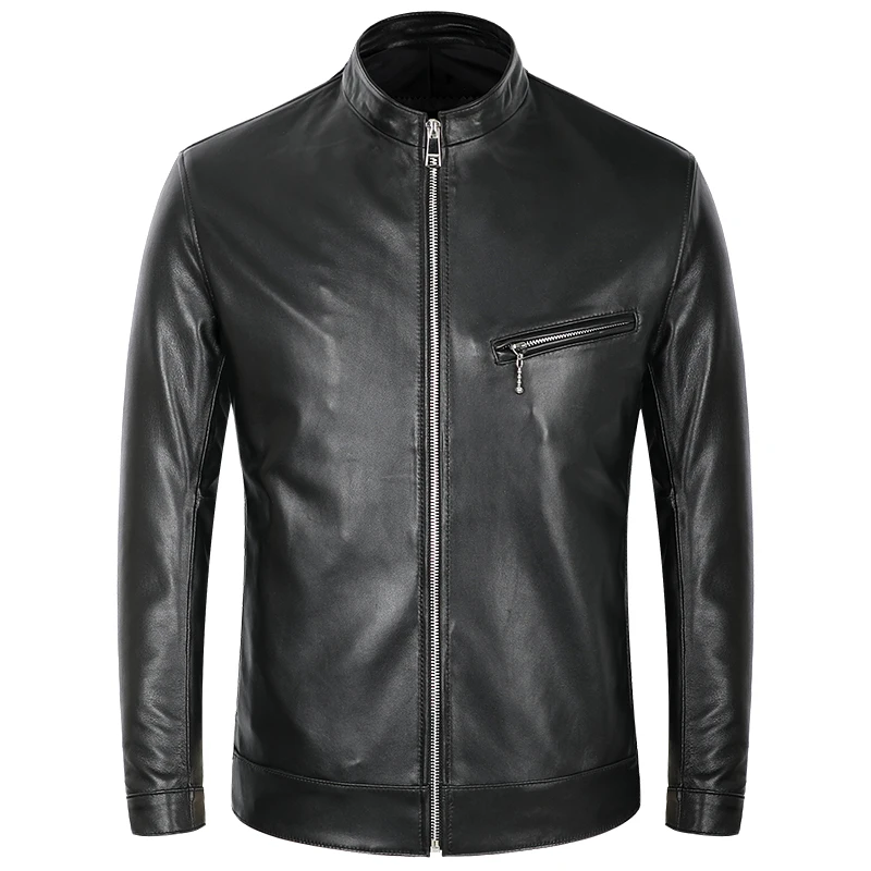 Sheepskin Genuine Men's Jackets Autumn Spring Slim Motorcycle Biker Jacket Male Real Leather Coats Black Stand Collar
Sheepskin Genuine Men's Jackets Autumn Spring Slim Motorcycle Biker Jacket Male Real Leather Coats Black Stand Collar
