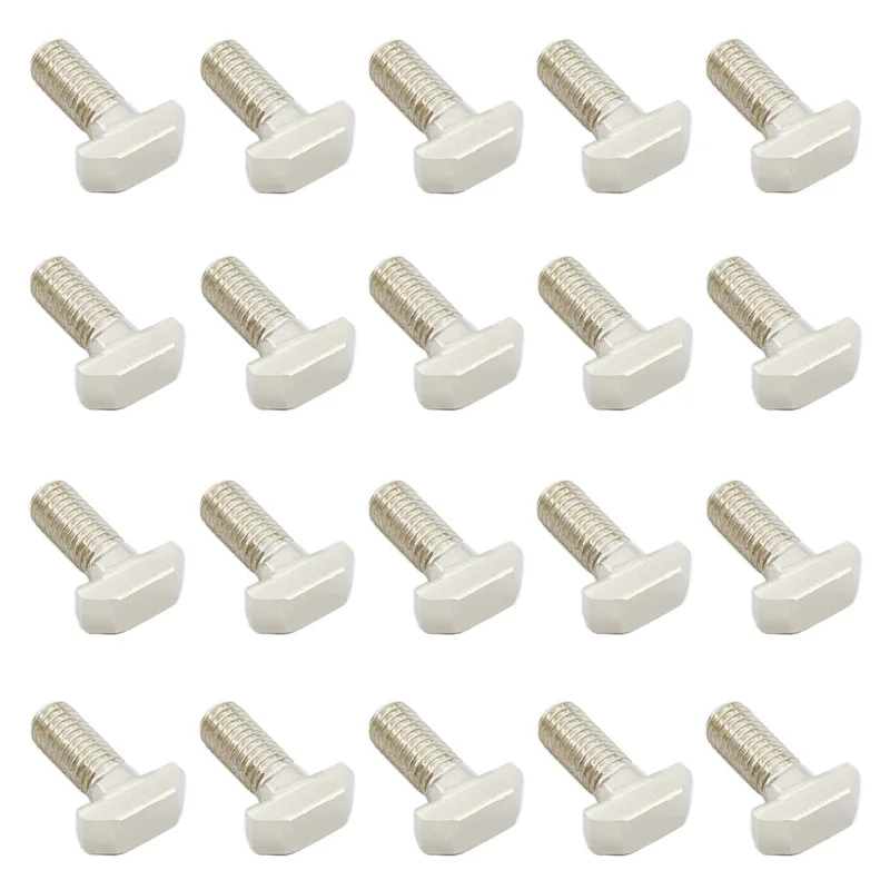 20PCS M8 Thread T-Slot Drop-in Stud Sliding Screw Bolt,Silver Tone Carbon Steel Hammer Head Bolt T Shape Screws for 45 Series
20PCS M8 Thread T-Slot Drop-in Stud Sliding Screw Bolt,Silver Tone Carbon Steel Hammer Head Bolt T Shape Screws for 45 Series