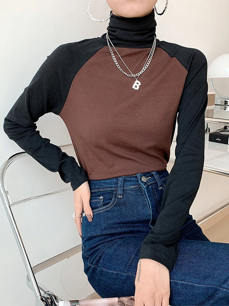 Color Patchwork Women's T-Shirts 2022 New Spring Long Sleeve Turtleneck Bottoming Minimalist Shirts Basic Chic Tops Female
Color Patchwork Women's T-Shirts 2022 New Spring Long Sleeve Turtleneck Bottoming Minimalist Shirts Basic Chic Tops Female