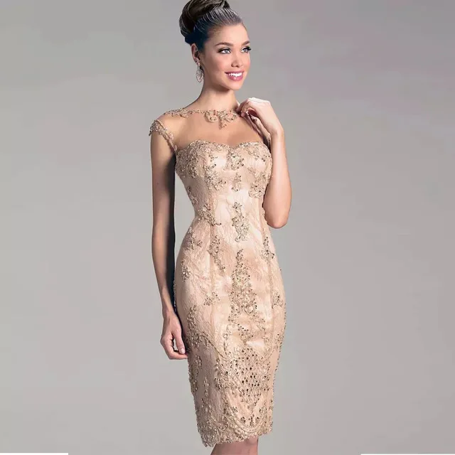 Champagne Mother Of The Bride Dresses Sheath Cap Sleeves Knee Length Lace Beaded Groom Short Mother Dresses For Wedding
Champagne Mother Of The Bride Dresses Sheath Cap Sleeves Knee Length Lace Beaded Groom Short Mother Dresses For Wedding