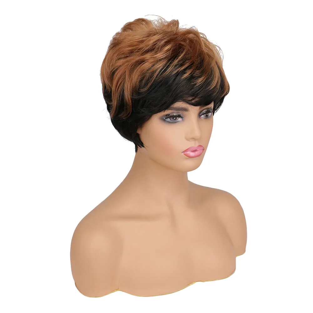 WHIMSICAL W Synthetic Women Pixie Cuts Wig Hair Black Brown Mix Color Wigs Natural Short Straight Afro Side Party Wig
WHIMSICAL W Synthetic Women Pixie Cuts Wig Hair Black Brown Mix Color Wigs Natural Short Straight Afro Side Party Wig