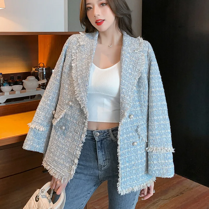 High Quality 2024 New Autumn Winter French Vintage Tweed Jacket Coat Women Double Breasted Outwear Small Fragrance Woolen Coats
High Quality 2024 New Autumn Winter French Vintage Tweed Jacket Coat Women Double Breasted Outwear Small Fragrance Woolen Coats