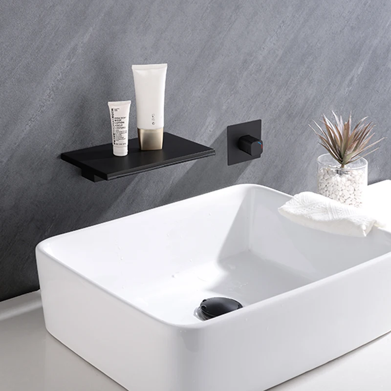 Wall Mounted Bathroom Sink Faucet Set Black Washbasin Faucets Brass Bathtub Mixer Waterfall Shelf Tap 230x130mm Black Brush Gold
Wall Mounted Bathroom Sink Faucet Set Black Washbasin Faucets Brass Bathtub Mixer Waterfall Shelf Tap 230x130mm Black Brush Gold