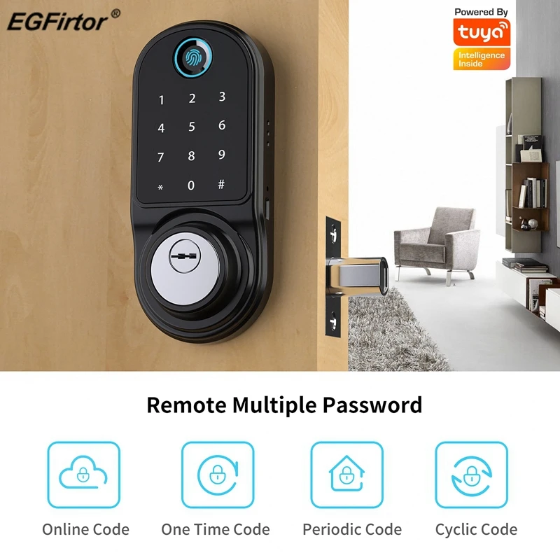 Tuya Bluetooth Smart Fingerprint Printing Touchscreen Password Key IC Cards Automation Door Lock APP Remote Control Via Gateway
Tuya Bluetooth Smart Fingerprint Printing Touchscreen Password Key IC Cards Automation Door Lock APP Remote Control Via Gateway