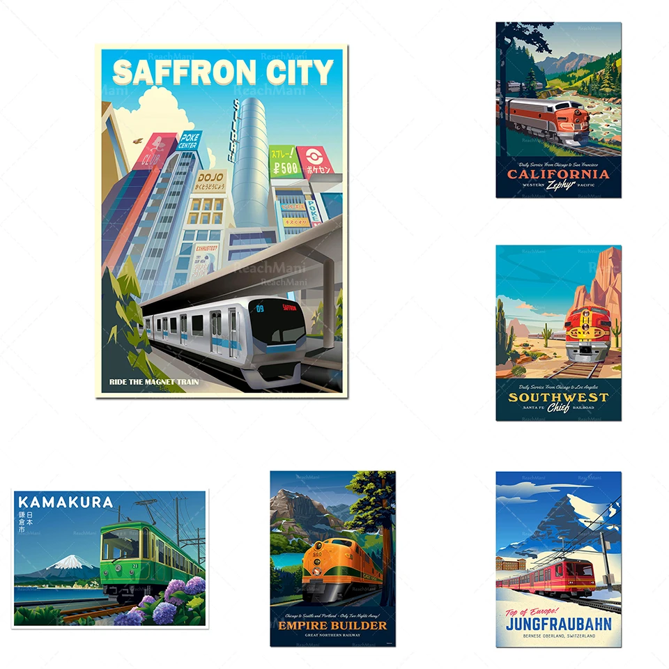 Railroad Travel Poster Travel by Train Classic Canvas Painting Retro Wall Poster Home Decor Gift
Railroad Travel Poster Travel by Train Classic Canvas Painting Retro Wall Poster Home Decor Gift
