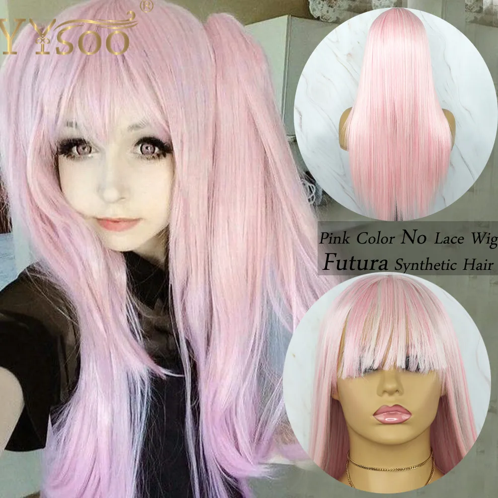 YYsoo Long Pink Mixed White Color Silky Straight Futura Synthetic No Lace Wigs With Bangs Full Machine Made Pink Wigs For Women
YYsoo Long Pink Mixed White Color Silky Straight Futura Synthetic No Lace Wigs With Bangs Full Machine Made Pink Wigs For Women