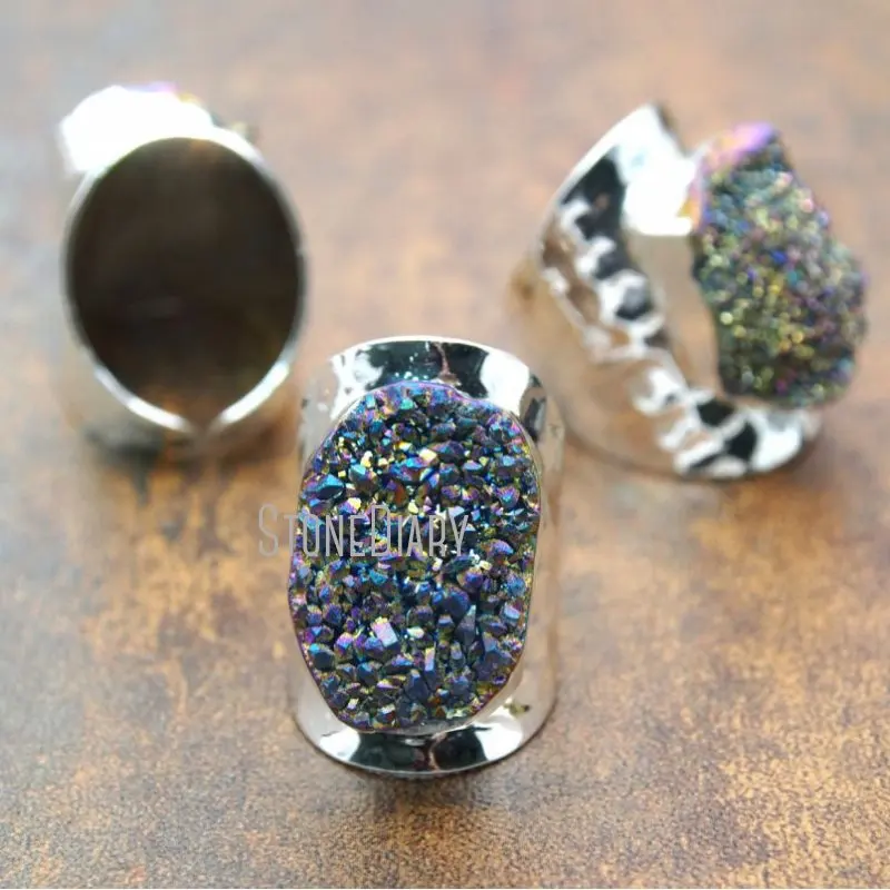 RM15315 5Pcs Silver Plated Free Form Rainbow Aura Druzy Crystal Ring Adjustable
RM15315 5Pcs Silver Plated Free Form Rainbow Aura Druzy Crystal Ring Adjustable