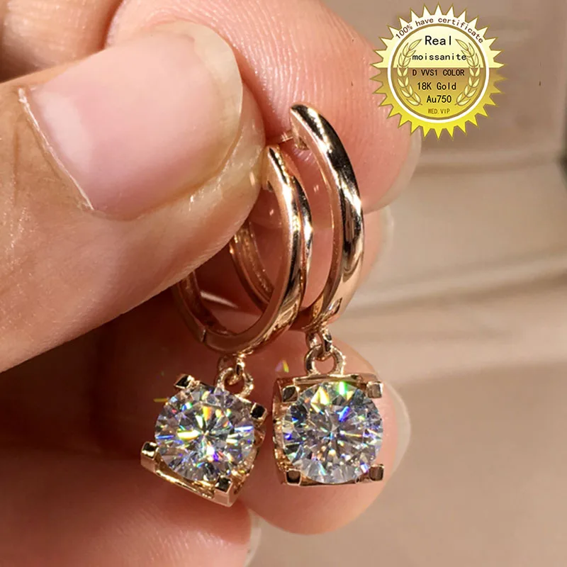 A750 18K Gold A pair of Earrings 2CT D Color Moissanite Earrings For Women MH002
A750 18K Gold A pair of Earrings 2CT D Color Moissanite Earrings For Women MH002