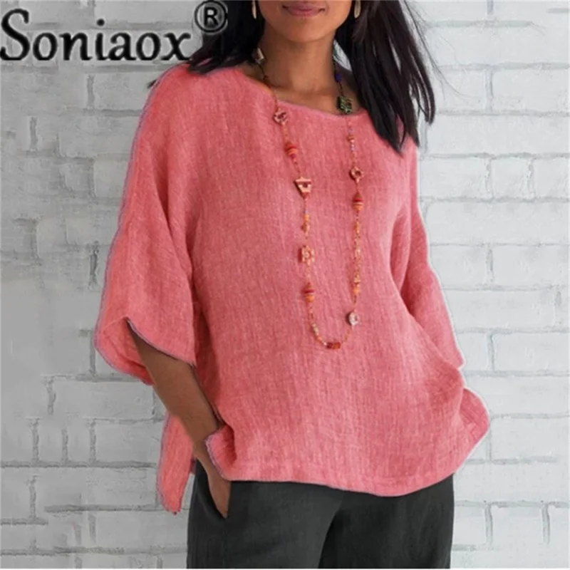 2021 Fashion Women Blouses Summer New Bifurcation Solid 3/4 Sleeve O-Neck Shirt Ladies Casual Loose Streetwear T-Shirt Femme Top
2021 Fashion Women Blouses Summer New Bifurcation Solid 3/4 Sleeve O-Neck Shirt Ladies Casual Loose Streetwear T-Shirt Femme Top