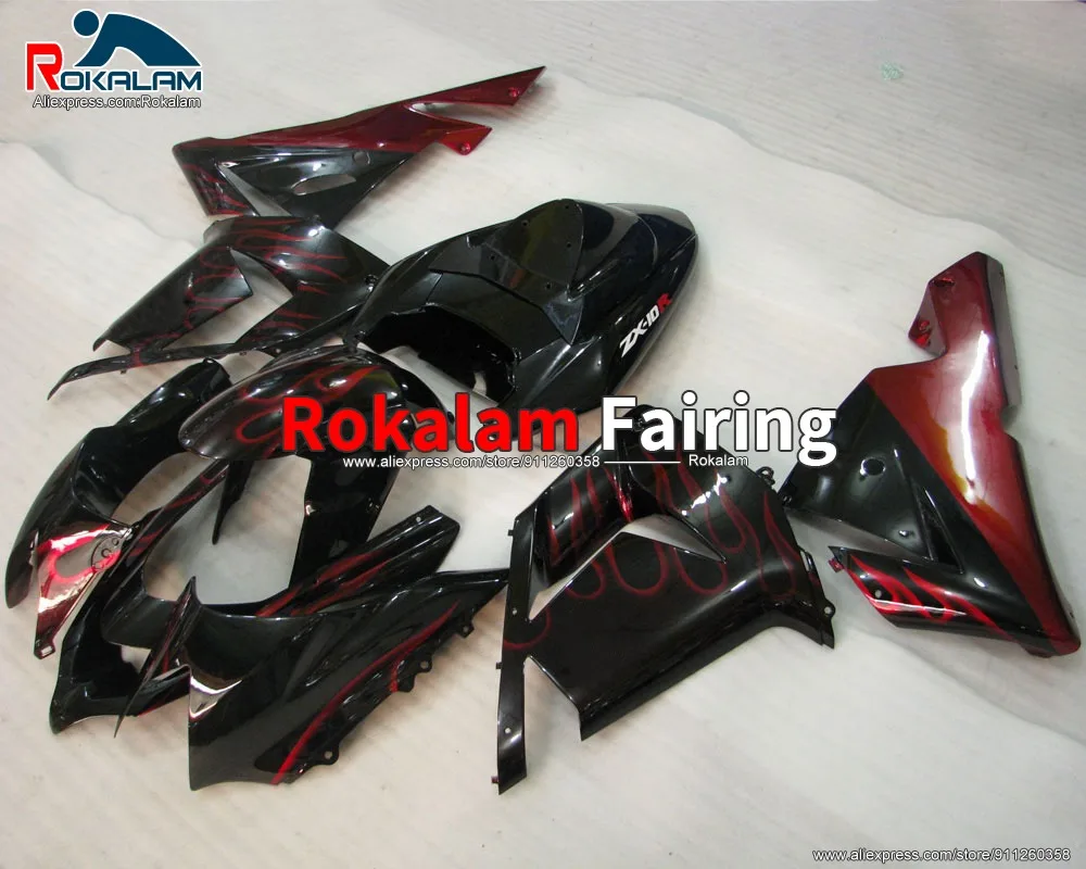 Cowlings For Kawasaki ZX10R Ninja 2004 2005 ZX-10R 04 05 Red Flame Black Motorbike Fairing (Injection Molding)
Cowlings For Kawasaki ZX10R Ninja 2004 2005 ZX-10R 04 05 Red Flame Black Motorbike Fairing (Injection Molding)