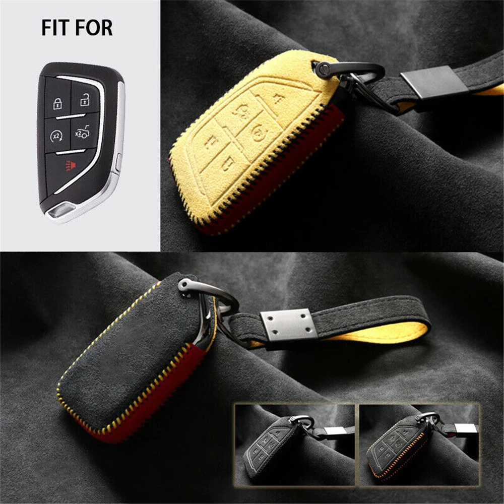 Suede Leather Remote Start Car Key Case Cover Bag Protector Holder Auto Accessories Keychain Shell Fob For Cadillac CT4 CT5 2020
Suede Leather Remote Start Car Key Case Cover Bag Protector Holder Auto Accessories Keychain Shell Fob For Cadillac CT4 CT5 2020