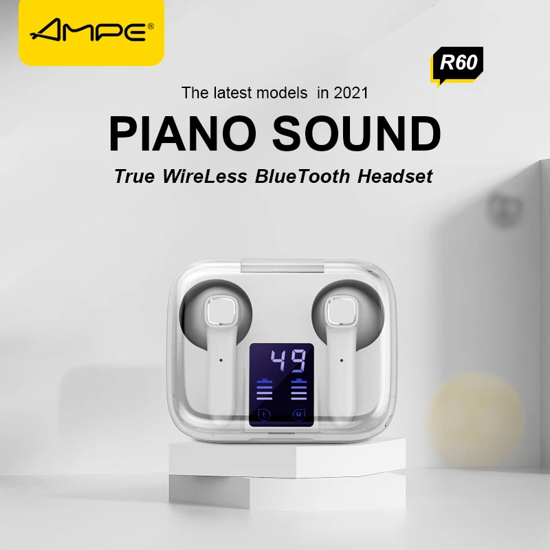Wireless bluetooth headset TWS Earbuds Stereo smart LED digital display fashion transparent design music call smart control
Wireless bluetooth headset TWS Earbuds Stereo smart LED digital display fashion transparent design music call smart control