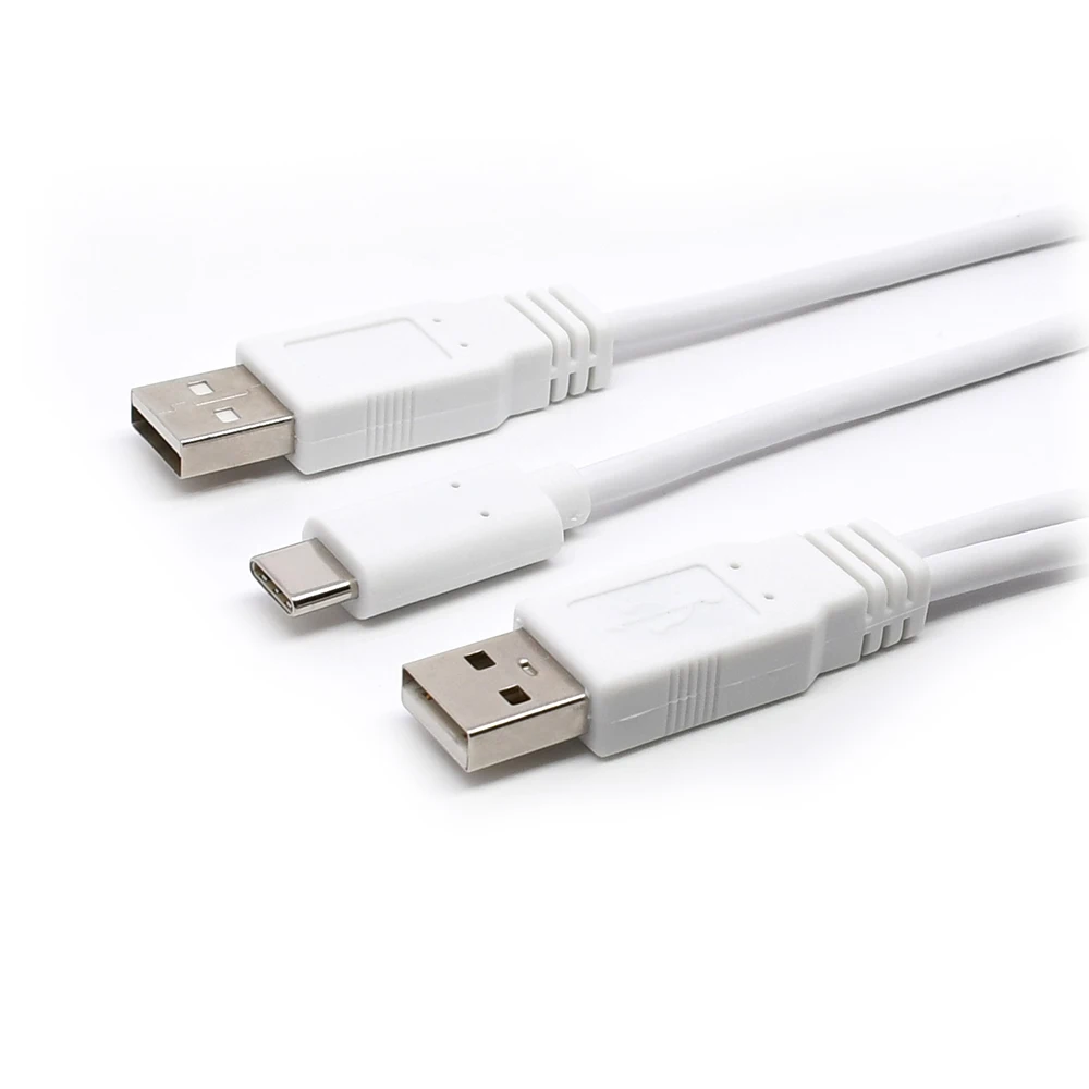 White color USB 3.1 Type C cable USB-C to Dual USB2.0 A Male Extra Power Data Y Cable 60cm for Cell Phone & Hard Disk
White color USB 3.1 Type C cable USB-C to Dual USB2.0 A Male Extra Power Data Y Cable 60cm for Cell Phone & Hard Disk
