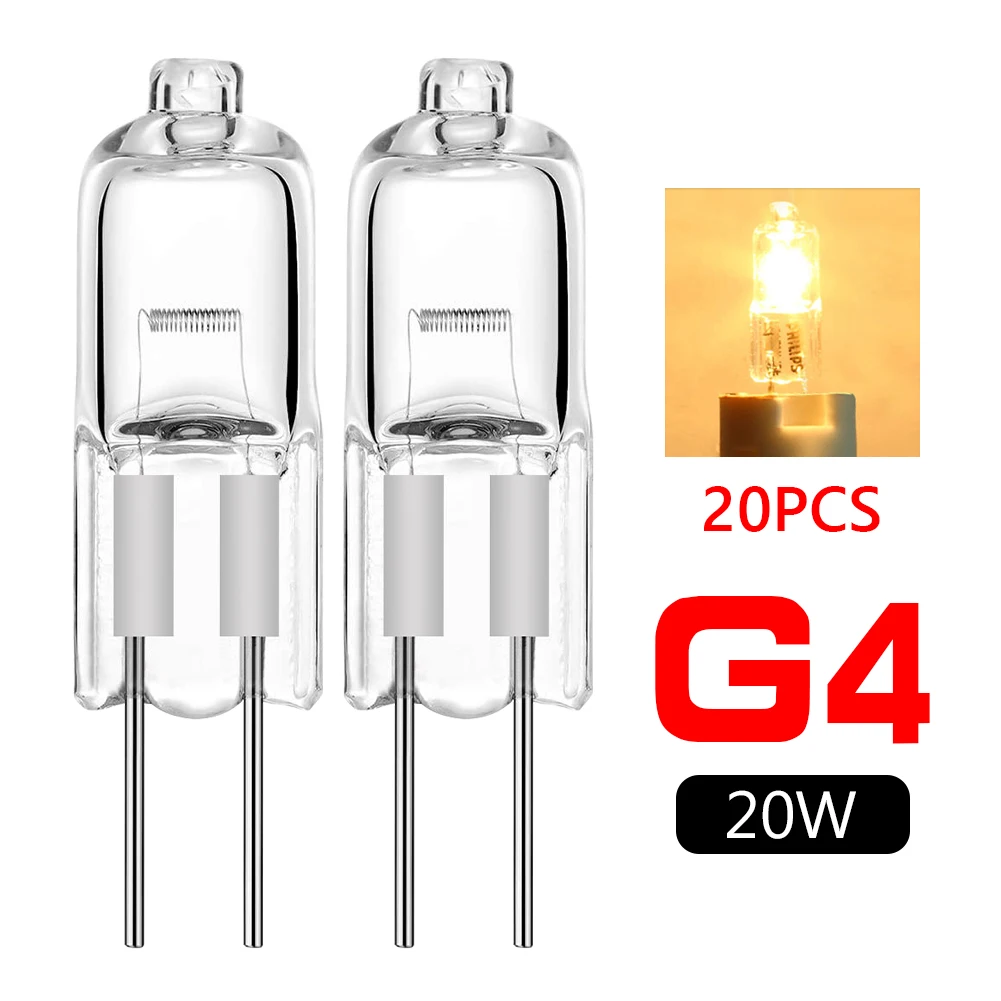 TSLEEN Top Quality 20Pcs/lot Halogen G4 12V Lamp JC Type G4 Halogen Light Bulbs Warm White 20W G4 Base Clear Halogen
TSLEEN Top Quality 20Pcs/lot Halogen G4 12V Lamp JC Type G4 Halogen Light Bulbs Warm White 20W G4 Base Clear Halogen